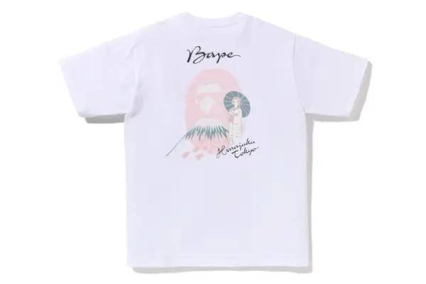 Noxx Чоловіча футболка з принтом Bape SAKURA APE HEAD, Чорний Noxx Чоловіча футболка з принтом Bape SAKURA APE HEAD, Чорний