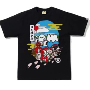 Noxx Чоловіча футболка з принтом Bape, Чорний Noxx Чоловіча футболка з принтом Bape, Чорний