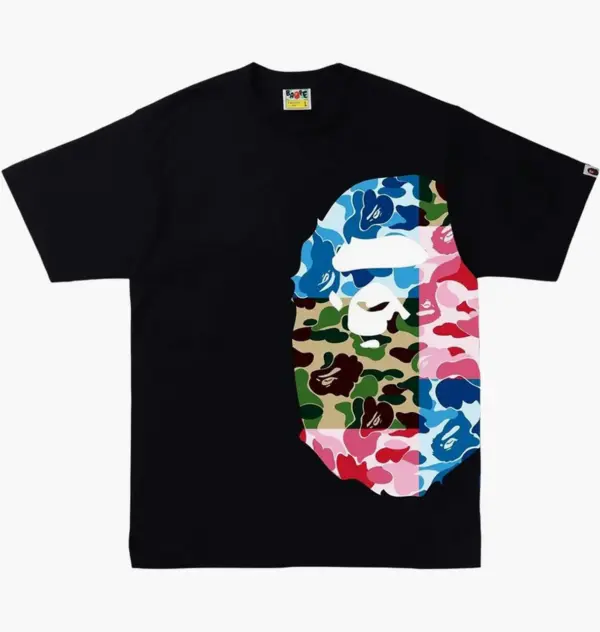 Noxx Чоловіча футболка з принтом Bape Abc Camo Crazy Side Big Ape, Чорний