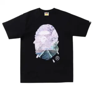 Noxx Чоловіча футболка з принтом Bape Sakura Photo Ape, Білий Noxx Чоловіча футболка з принтом Bape Sakura Photo Ape, Білий
