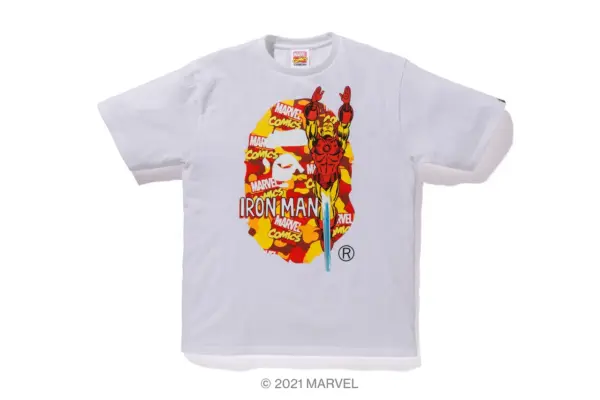 Noxx Чоловіча футболка з принтом BAPE® MARVEL CAMO IRON MAN, Чорний Noxx Чоловіча футболка з принтом BAPE® MARVEL CAMO IRON MAN, Чорний