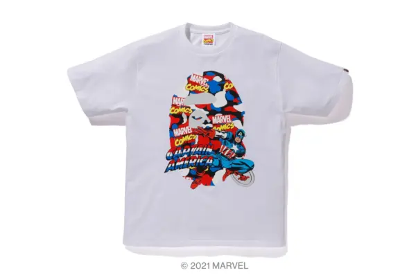 Noxx Чоловіча футболка з принтом BAPE® MARVEL CAMO CAPTAIN AMERICA, Чорний
