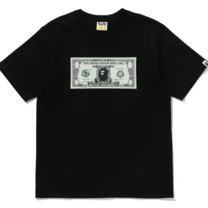 Noxx Чоловіча футболка з принтом BAPE BANKNOTE, Чорний Noxx Чоловіча футболка з принтом BAPE BANKNOTE, Чорний