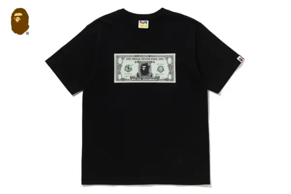 Noxx Чоловіча футболка з принтом BAPE BANKNOTE, Чорний Noxx Чоловіча футболка з принтом BAPE BANKNOTE, Чорний