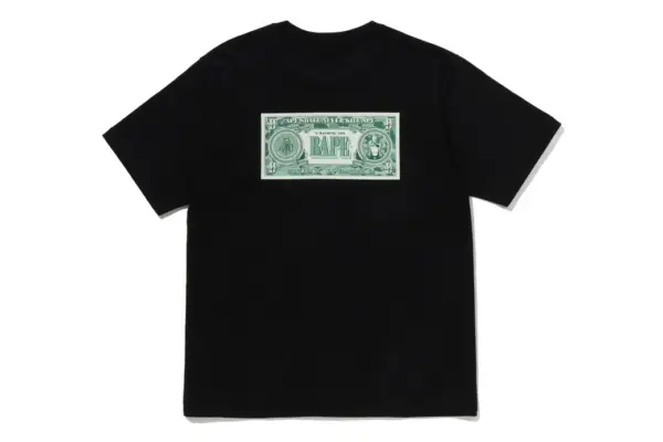 Noxx Чоловіча футболка з принтом BAPE BANKNOTE, Чорний Noxx Чоловіча футболка з принтом BAPE BANKNOTE, Чорний