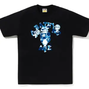 Noxx Чоловіча футболка з принтом BAPE ABC CAMO COLLEGE MILO, Чорний Noxx Чоловіча футболка з принтом BAPE ABC CAMO COLLEGE MILO, Чорний