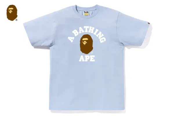 Noxx Чоловіча футболка з принтом BAPE COLLEGE , Блакитний Noxx Чоловіча футболка з принтом BAPE COLLEGE , Блакитний