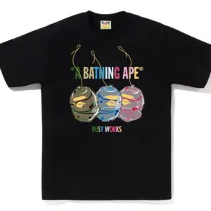 Noxx Чоловіча футболка з принтом BAPE WATER YOYO APE HEAD, Чорний Noxx Чоловіча футболка з принтом BAPE WATER YOYO APE HEAD, Чорний