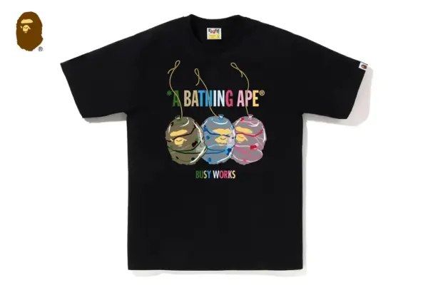 Noxx Чоловіча футболка з принтом BAPE WATER YOYO APE HEAD, Чорний Noxx Чоловіча футболка з принтом BAPE WATER YOYO APE HEAD, Чорний