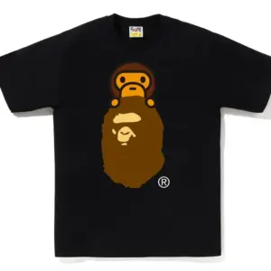 Noxx Чоловіча футболка з принтом BAPE MILO ON APE HEAD, Чорний Noxx Чоловіча футболка з принтом BAPE MILO ON APE HEAD, Чорний