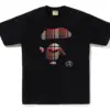 Noxx Чоловіча футболка з принтом BAPE CHECK APE FACE, Чорний Noxx Чоловіча футболка з принтом BAPE CHECK APE FACE, Чорний