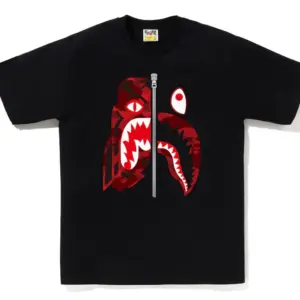 Noxx Чоловіча футболка з принтом BAPE COLOR CAMO TIGER SHARK, Чорний Noxx Чоловіча футболка з принтом BAPE COLOR CAMO TIGER SHARK, Чорний