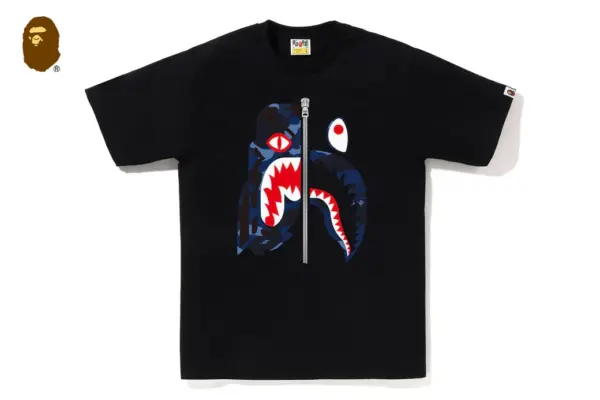 Noxx Чоловіча футболка з принтом BAPE COLOR CAMO TIGER SHARK, Чорний Noxx Чоловіча футболка з принтом BAPE COLOR CAMO TIGER SHARK, Чорний