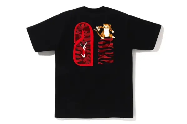 Noxx Чоловіча футболка з принтом BAPE COLOR CAMO TIGER SHARK, Чорний Noxx Чоловіча футболка з принтом BAPE COLOR CAMO TIGER SHARK, Чорний
