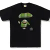 Noxx Чоловіча футболка з принтом BAPE CHECK APE FACE, Чорний Noxx Чоловіча футболка з принтом BAPE CHECK APE FACE, Чорний