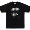 Noxx Чоловіча футболка з принтом BAPE CHECK APE FACE, Чорний Noxx Чоловіча футболка з принтом BAPE CHECK APE FACE, Чорний