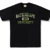 Noxx Чоловіча футболка з принтом BAPE CHECK UNIVERSITY COLLEGE, Чорний Noxx Чоловіча футболка з принтом BAPE CHECK UNIVERSITY COLLEGE, Чорний