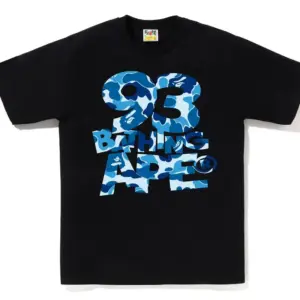 Noxx Чоловіча футболка з принтом BAPE ABC CAMO 93 BATHING APE, Чорний Noxx Чоловіча футболка з принтом BAPE ABC CAMO 93 BATHING APE, Чорний