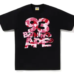 Noxx Чоловіча футболка з принтом BAPE ABC CAMO 93 BATHING APE, Чорний Noxx Чоловіча футболка з принтом BAPE ABC CAMO 93 BATHING APE, Чорний