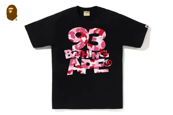 Noxx Чоловіча футболка з принтом BAPE ABC CAMO 93 BATHING APE, Чорний Noxx Чоловіча футболка з принтом BAPE ABC CAMO 93 BATHING APE, Чорний