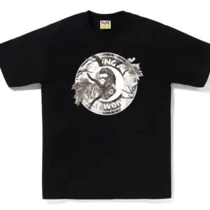 Noxx Чоловіча футболка з принтом BAPE TREE EDGE CAMO BUSY WORKS, Чорний Noxx Чоловіча футболка з принтом BAPE TREE EDGE CAMO BUSY WORKS, Чорний
