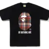 Noxx Чоловіча футболка з принтом BAPE CHECK BY BATHING APE, Чорний Noxx Чоловіча футболка з принтом BAPE CHECK BY BATHING APE, Чорний