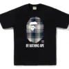 Noxx Чоловіча футболка з принтом BAPE CHECK BY BATHING APE, Чорний Noxx Чоловіча футболка з принтом BAPE CHECK BY BATHING APE, Чорний