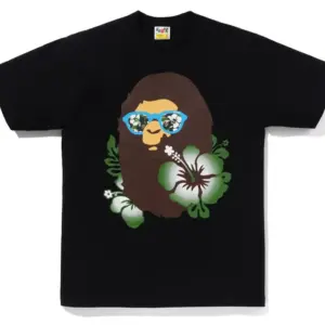 Noxx Чоловіча футболка з принтом BAPE ABC RESORT CAMO APE HEAD, Чорний Noxx Чоловіча футболка з принтом BAPE ABC RESORT CAMO APE HEAD, Чорний
