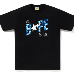 Noxx Чоловіча футболка з принтом BAPE ABC CAMO BAPE STA, Чорний Noxx Чоловіча футболка з принтом BAPE ABC CAMO BAPE STA, Чорний