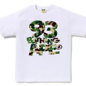 Noxx Чоловіча футболка з принтом BAPE ABC CAMO 93 BATHING APE, Білий Noxx Чоловіча футболка з принтом BAPE ABC CAMO 93 BATHING APE, Білий