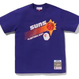 Noxx Чоловіча футболка з принтом BAPE X M&N NBA PHOENIX SUNS, Фіолетовий Noxx Чоловіча футболка з принтом BAPE X M&N NBA PHOENIX SUNS, Фіолетовий