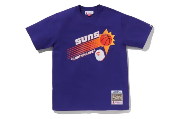 Noxx Чоловіча футболка з принтом BAPE X M&N NBA PHOENIX SUNS, Фіолетовий