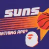 Noxx Чоловіча футболка з принтом BAPE X M&N NBA PHOENIX SUNS, Фіолетовий