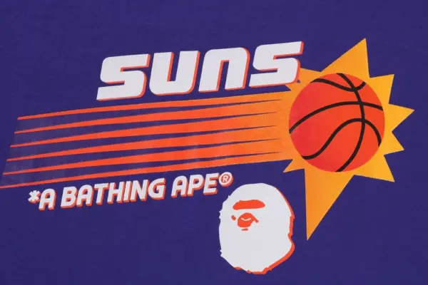 Noxx Чоловіча футболка з принтом BAPE X M&N NBA PHOENIX SUNS, Фіолетовий