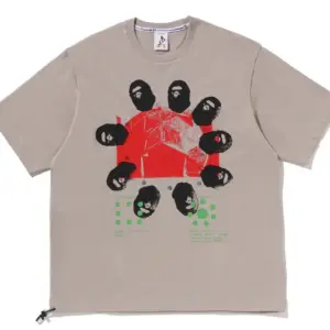 Noxx Чоловіча футболка з принтом BAPE BY KAZUKI KURAISHI GEODESIE, Бежевий Noxx Чоловіча футболка з принтом BAPE BY KAZUKI KURAISHI GEODESIE, Бежевий