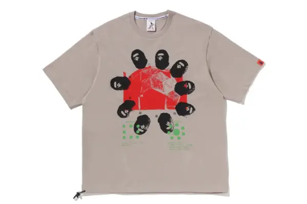 Noxx Чоловіча футболка з принтом BAPE BY KAZUKI KURAISHI GEODESIE, Бежевий Noxx Чоловіча футболка з принтом BAPE BY KAZUKI KURAISHI GEODESIE, Бежевий