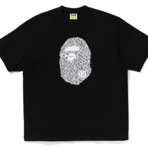 Noxx Чоловіча футболка з принтом BAPE WILD LEOPARD, Чорний Noxx Чоловіча футболка з принтом BAPE WILD LEOPARD, Чорний
