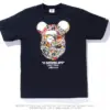 Noxx Чоловіча футболка з принтом BAPE X LBWK X MEDICOM TOY BE@R, Чорний Noxx Чоловіча футболка з принтом BAPE X LBWK X MEDICOM TOY BE@R, Чорний