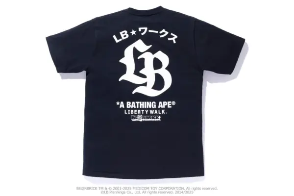 Noxx Чоловіча футболка з принтом BAPE X LBWK X MEDICOM TOY BE@R, Чорний Noxx Чоловіча футболка з принтом BAPE X LBWK X MEDICOM TOY BE@R, Чорний