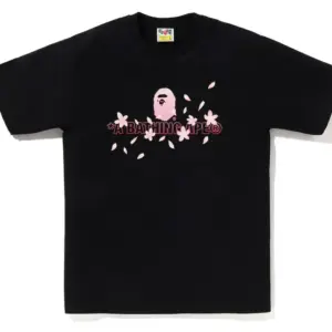 Noxx Чоловіча футболка з принтом BAPE SAKURA LOGO, Чорний Noxx Чоловіча футболка з принтом BAPE SAKURA LOGO, Чорний