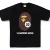 Noxx Чоловіча футболка з принтом BAPE A BATHING APE 33RD ANNIV. APE HEAD, Чорний