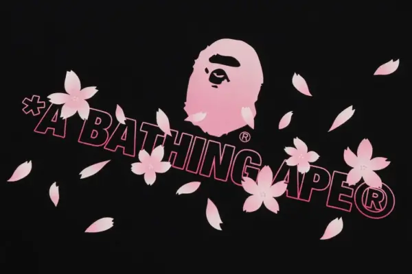 Noxx Чоловіча футболка з принтом BAPE SAKURA LOGO, Чорний