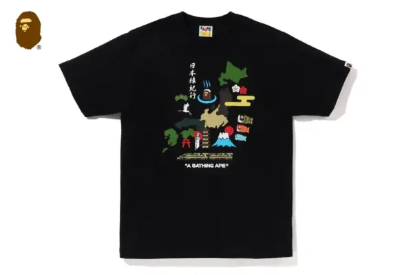 Noxx Чоловіча футболка з принтом BAPE JAPAN CULTURE, Чорний Noxx Чоловіча футболка з принтом BAPE JAPAN CULTURE, Чорний
