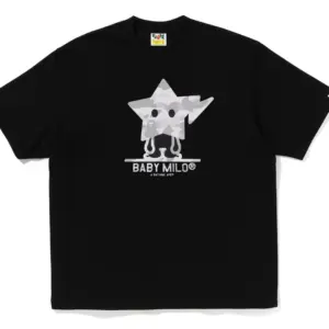 Noxx Чоловіча футболка з принтом BAPE CAMO BABY MILO STAR, Чорний Noxx Чоловіча футболка з принтом BAPE CAMO BABY MILO STAR, Чорний