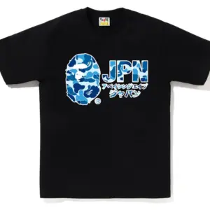 Noxx Чоловіча футболка з принтом BAPE CAMO JPN KATAKANA, Чорний Noxx Чоловіча футболка з принтом BAPE CAMO JPN KATAKANA, Чорний