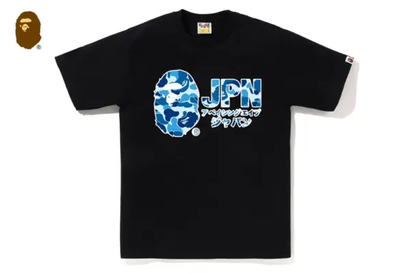 Noxx Чоловіча футболка з принтом BAPE CAMO JPN KATAKANA, Чорний Noxx Чоловіча футболка з принтом BAPE CAMO JPN KATAKANA, Чорний