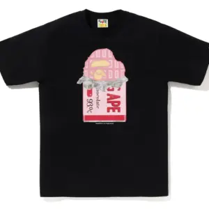 Noxx Чоловіча футболка з принтом BAPE CHOCOLATE BAR, Чорний Noxx Чоловіча футболка з принтом BAPE CHOCOLATE BAR, Чорний