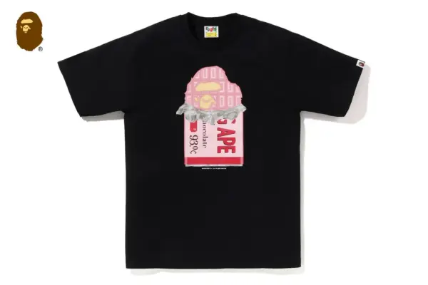 Noxx Чоловіча футболка з принтом BAPE CHOCOLATE BAR, Чорний Noxx Чоловіча футболка з принтом BAPE CHOCOLATE BAR, Чорний