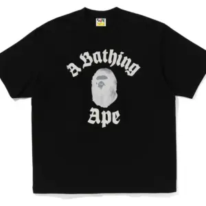 Noxx Чоловіча футболка з принтом BAPE COLLEGE, Чорний Noxx Чоловіча футболка з принтом BAPE COLLEGE, Чорний