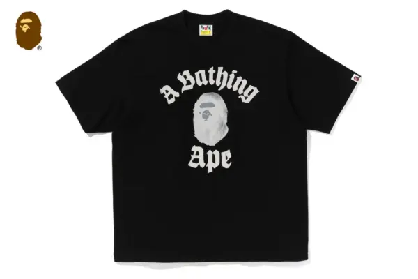 Noxx Чоловіча футболка з принтом BAPE COLLEGE, Чорний Noxx Чоловіча футболка з принтом BAPE COLLEGE, Чорний